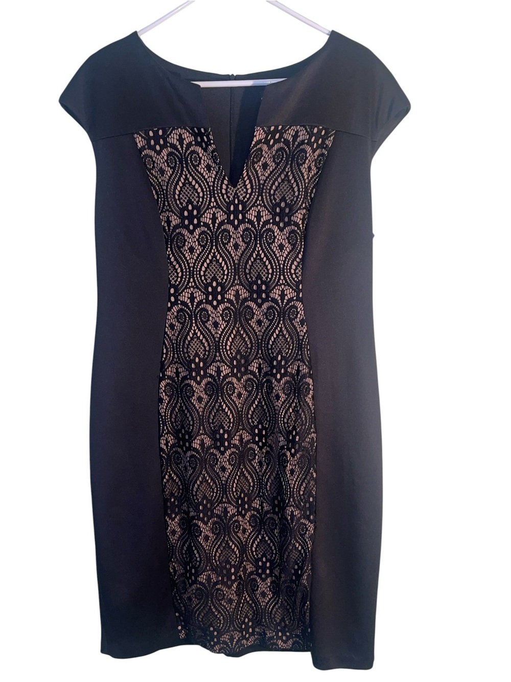 Connected Apparel black dress with nude and black lace middle. Size 16 GUC - Picture 7 of 9